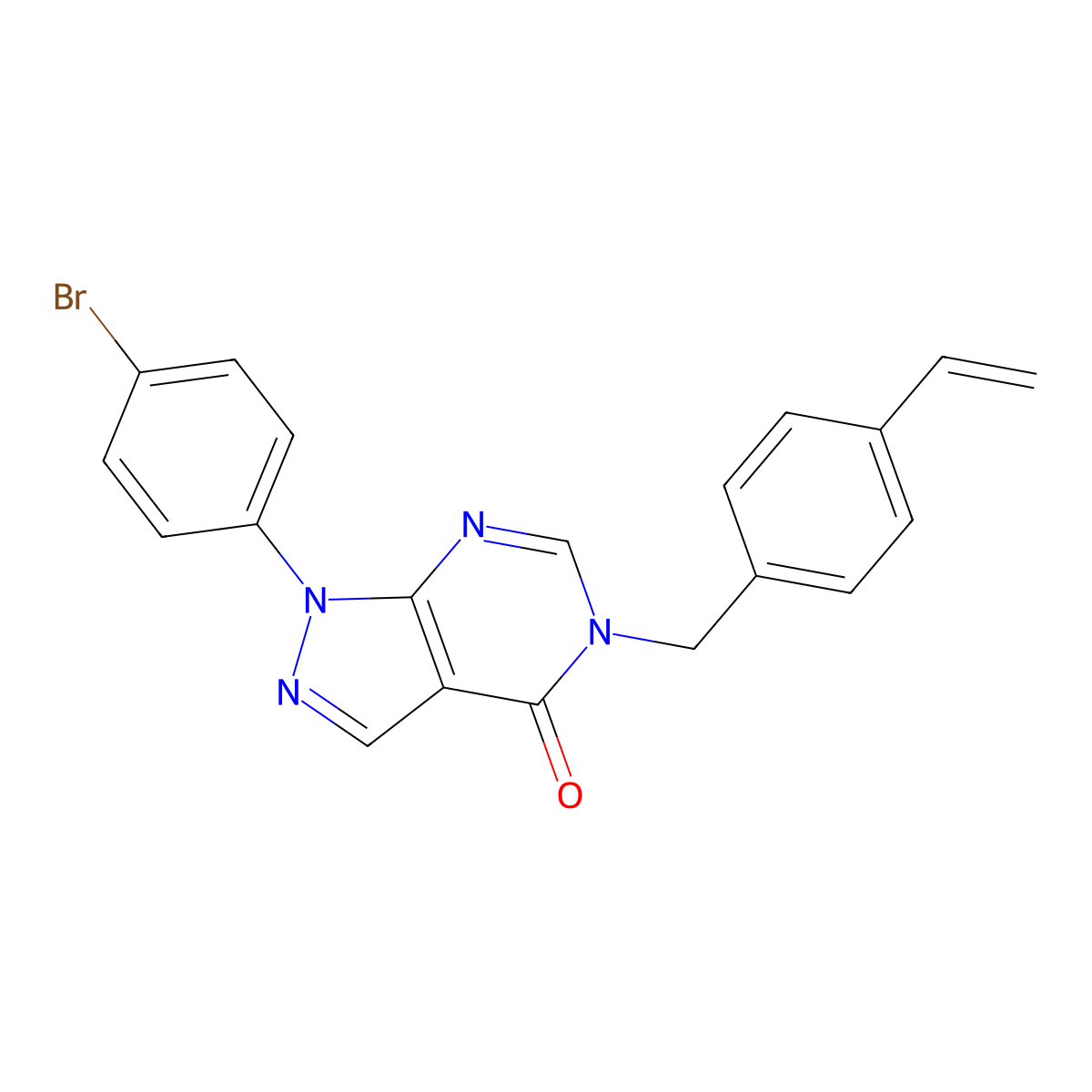 1-(4-bromophenyl)-5-(4-ethenylbenzyl)-1,5-dihydro-4H-pyrazolo[3,4-d]pyrimidin-4-one molecular structure, CAS 1326818-27-2
