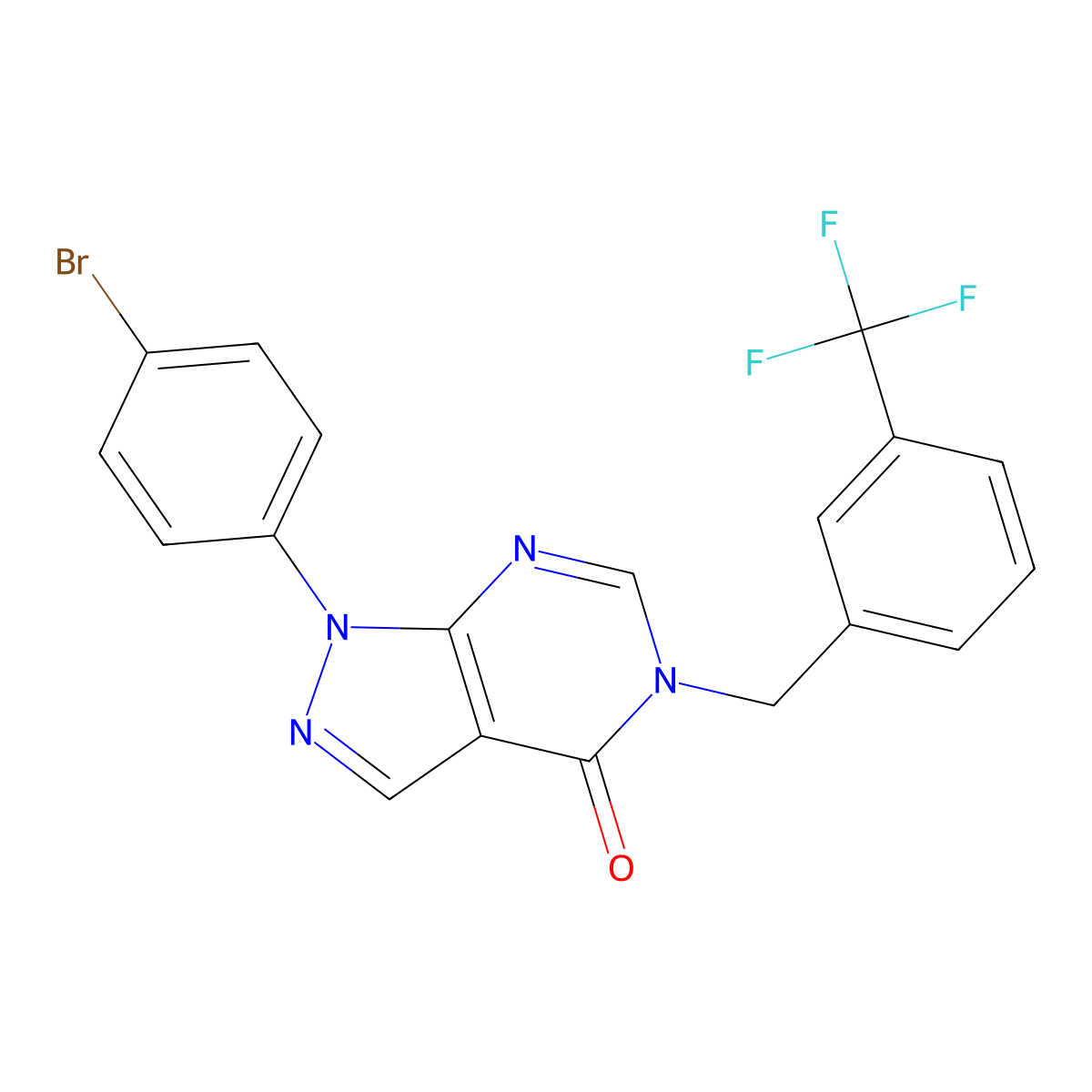 1-(4-bromophenyl)-5-(3-(trifluoromethyl)benzyl)-1,5-dihydro-4H-pyrazolo[3,4-d]pyrimidin-4-one molecular structure, CAS 1326818-34-1