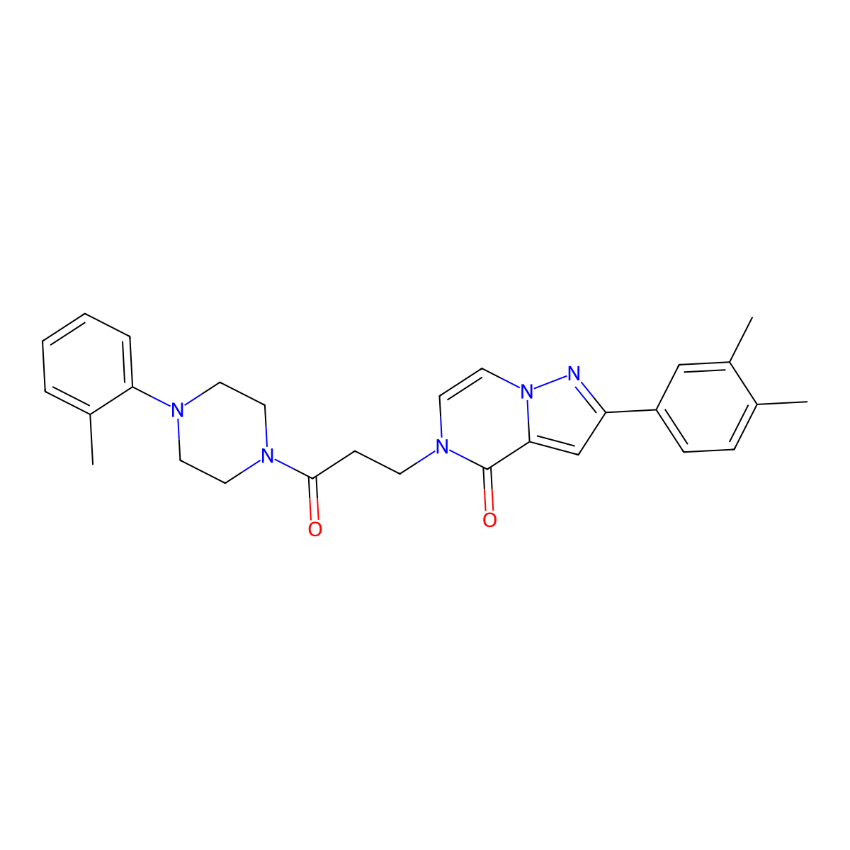 2-(3,4-dimethylphenyl)-5-{3-[4-(2-methylphenyl)piperazin-1-yl]-3-oxopropyl}pyrazolo[1,5-a]pyrazin-4(5H)-one molecular structure, CAS 1326818-35-2
