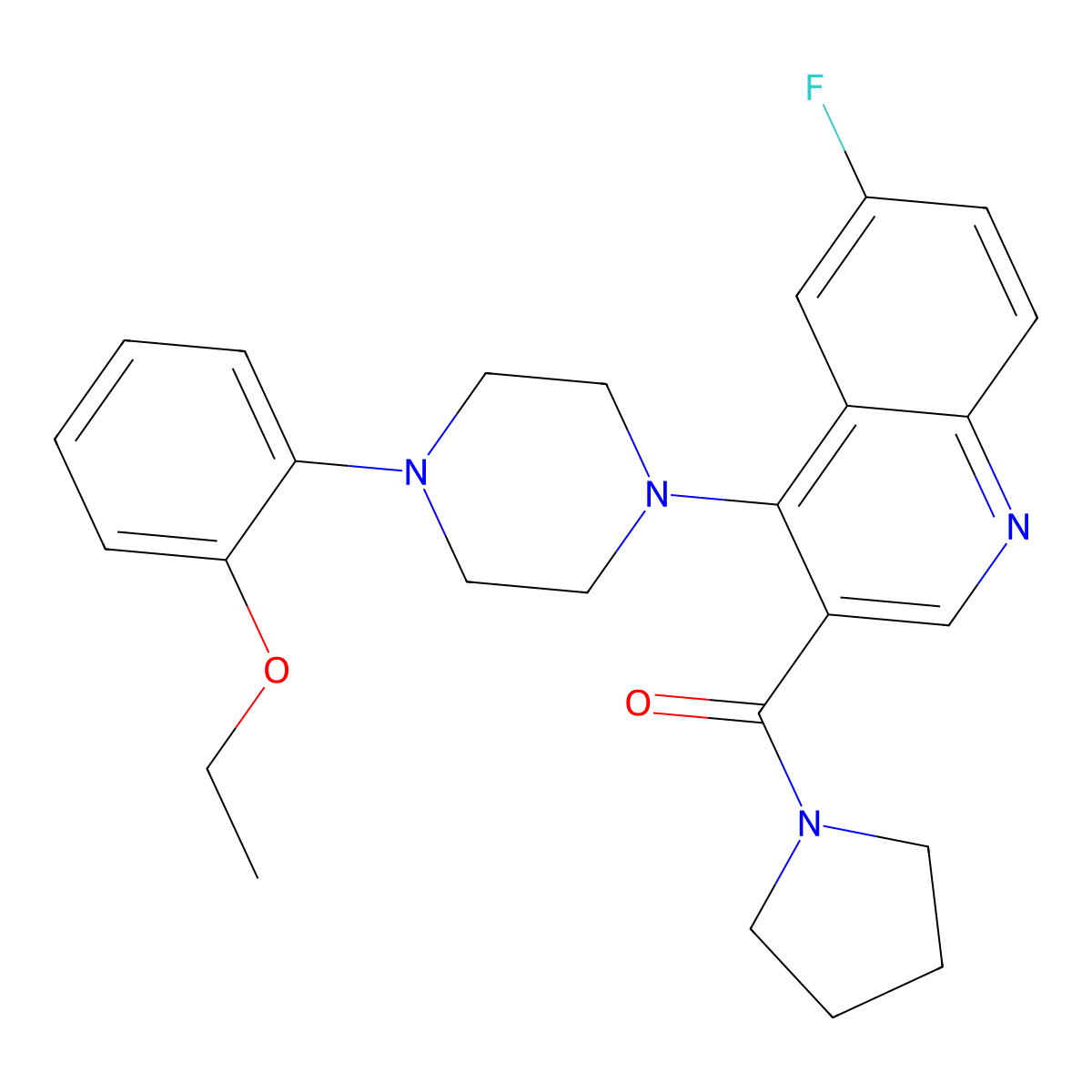 (4-(4-(2-Ethoxyphenyl)piperazin-1-yl)-6-fluoroquinolin-3-yl)(pyrrolidin-1-yl)methanone molecular structure, CAS 1326819-61-7