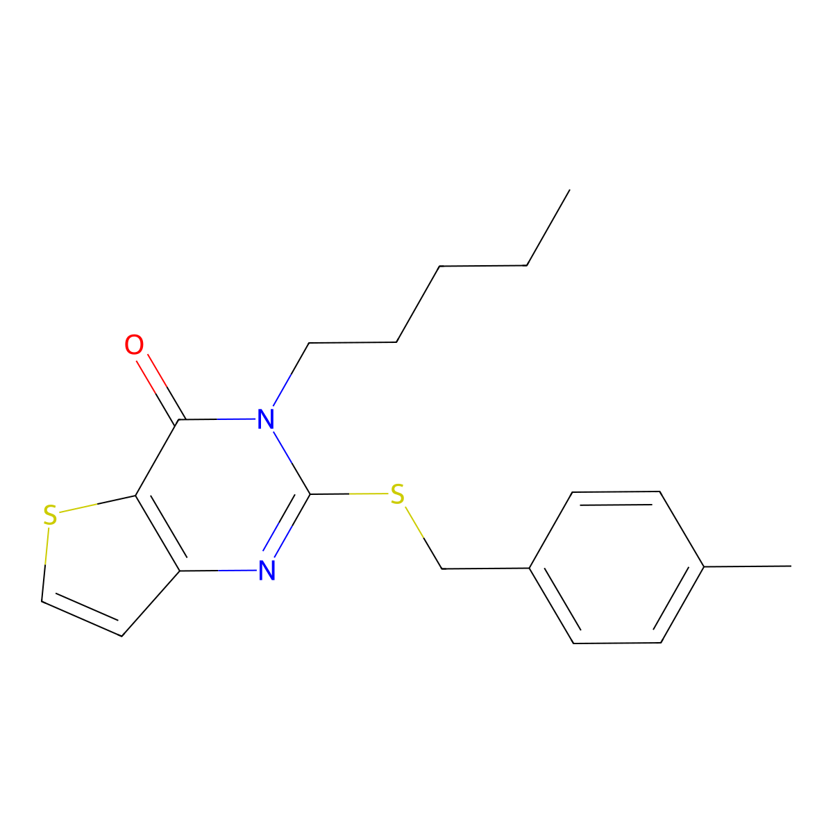 2-{[(4-methylphenyl)methyl]sulfanyl}-3-pentyl-3H,4H-thieno[3,2-d]pyrimidin-4-one molecular structure, CAS 1326820-15-8