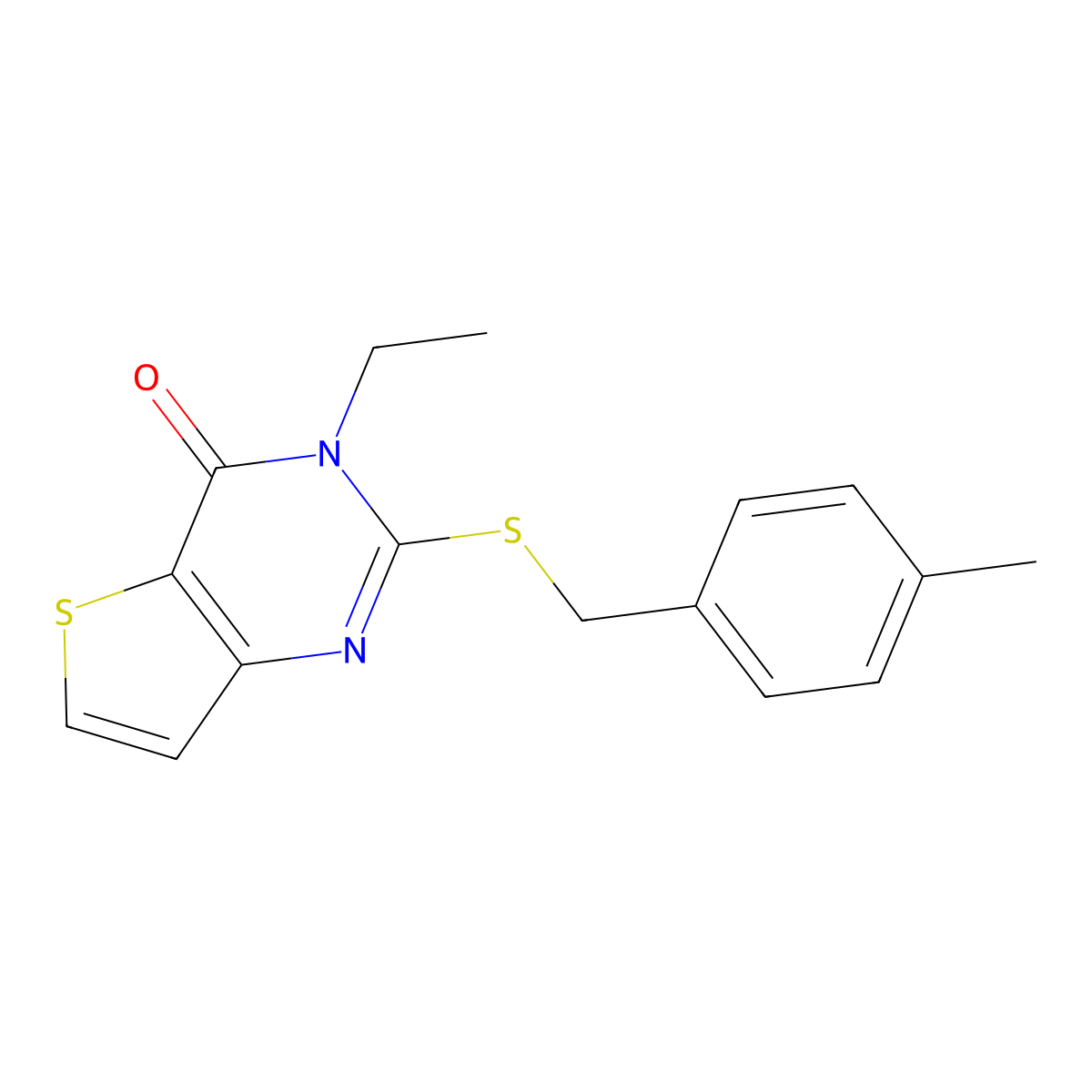3-ethyl-2-[(4-methylbenzyl)sulfanyl]thieno[3,2-d]pyrimidin-4(3H)-one molecular structure, CAS 1326820-47-6