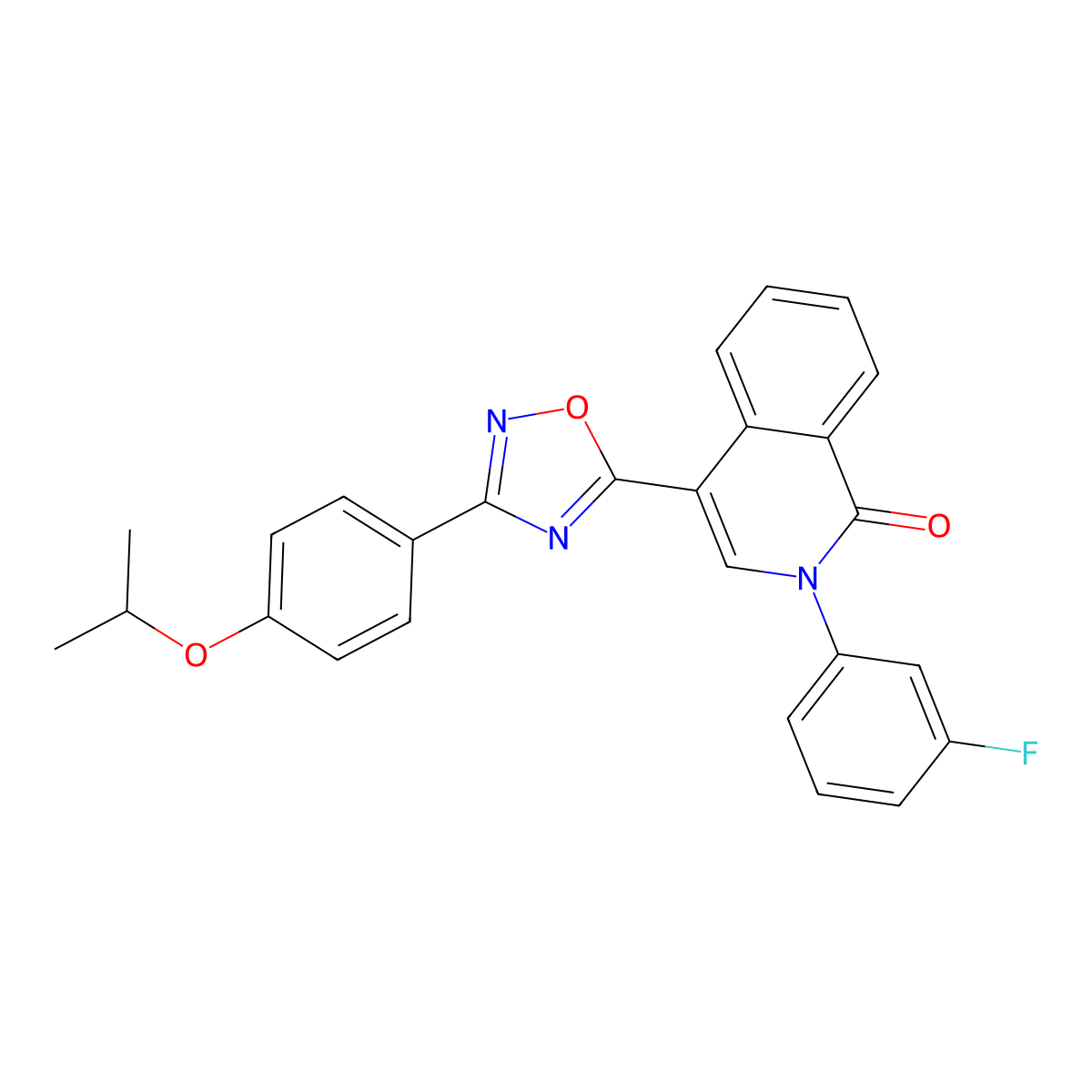 2-(3-fluorophenyl)-4-(3-(4-isopropoxyphenyl)-1,2,4-oxadiazol-5-yl)isoquinolin-1(2H)-one molecular structure, CAS 1326821-75-3