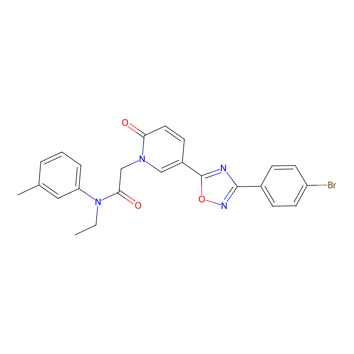 2-{5-[3-(4-bromophenyl)-1,2,4-oxadiazol-5-yl]-2-oxopyridin-1(2H)-yl}-N-ethyl-N-(3-methylphenyl)acetamide molecular structure, CAS 1326821-83-3