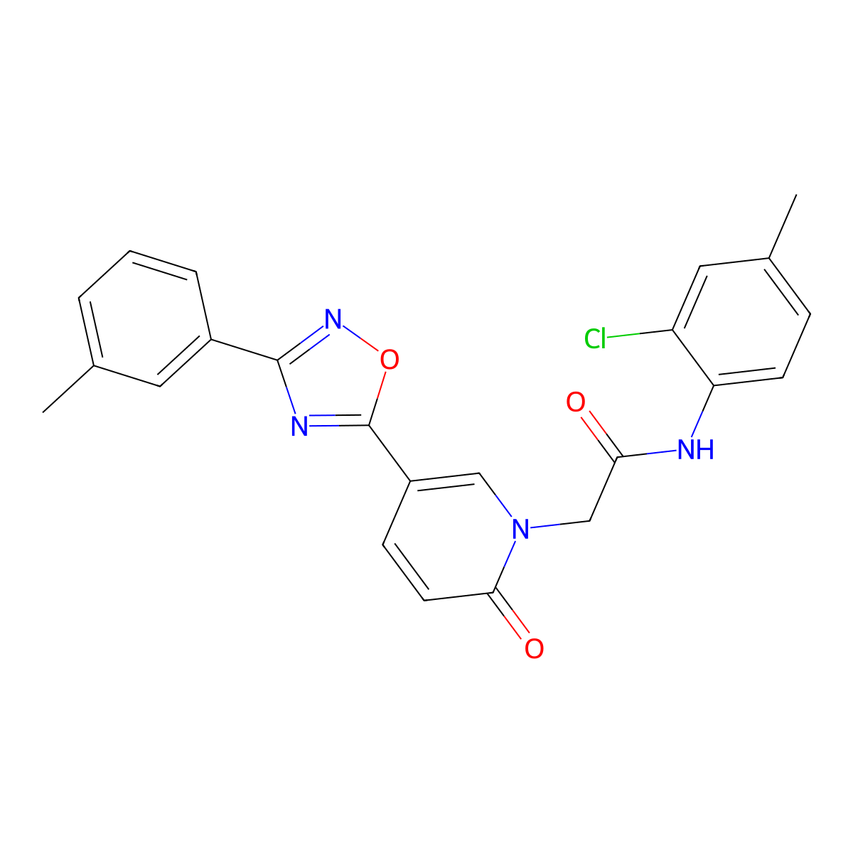 N-(2-chloro-4-methylphenyl)-2-{5-[3-(3-methylphenyl)-1,2,4-oxadiazol-5-yl]-2-oxopyridin-1(2H)-yl}acetamide molecular structure, CAS 1326821-92-4