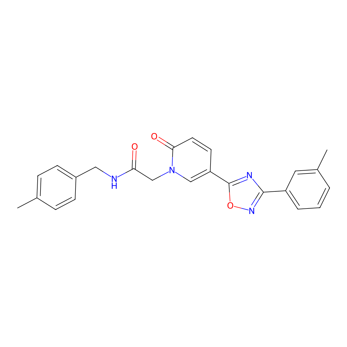 N-(4-methylbenzyl)-2-{5-[3-(3-methylphenyl)-1,2,4-oxadiazol-5-yl]-2-oxopyridin-1(2H)-yl}acetamide molecular structure, CAS 1326821-95-7