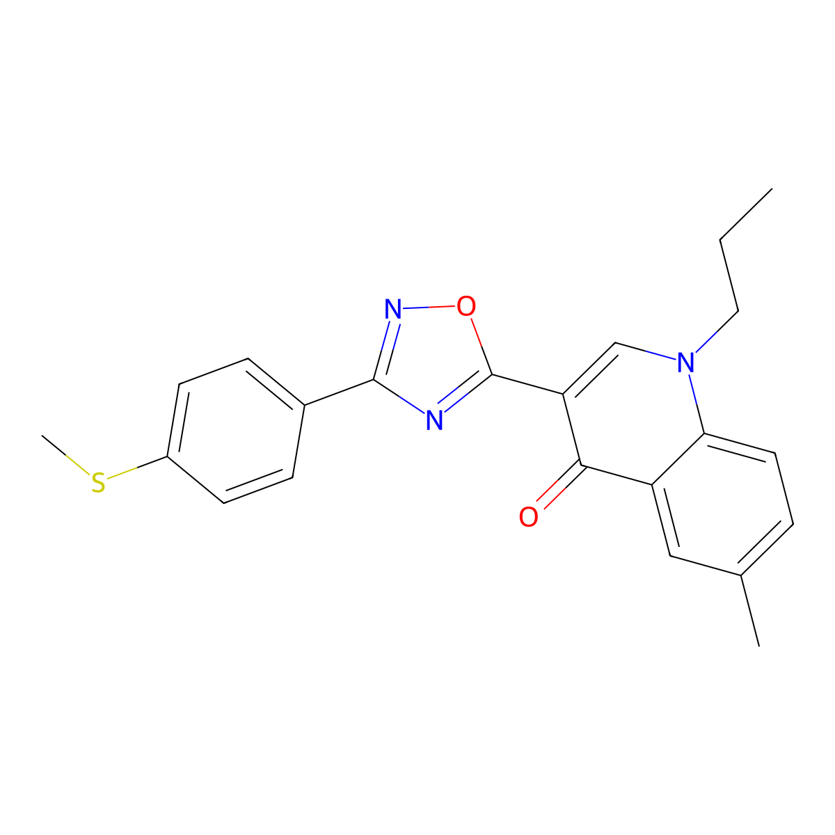 6-Methyl-3-{3-[4-(methylsulfanyl)phenyl]-1,2,4-oxadiazol-5-yl}-1-propyl-1,4-dihydroquinolin-4-one molecular structure, CAS 1326822-04-1