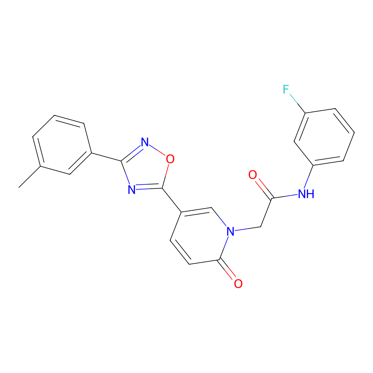 N-(3-fluorophenyl)-2-{5-[3-(3-methylphenyl)-1,2,4-oxadiazol-5-yl]-2-oxopyridin-1(2H)-yl}acetamide molecular structure, CAS 1326822-06-3
