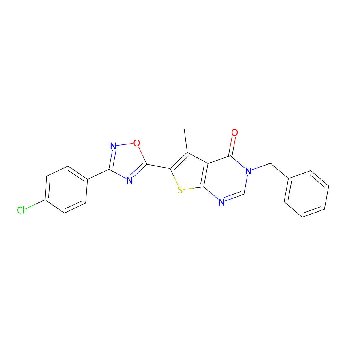 3-benzyl-6-(3-(4-chlorophenyl)-1,2,4-oxadiazol-5-yl)-5-methylthieno[2,3-d]pyrimidin-4(3H)-one molecular structure, CAS 1326822-11-0