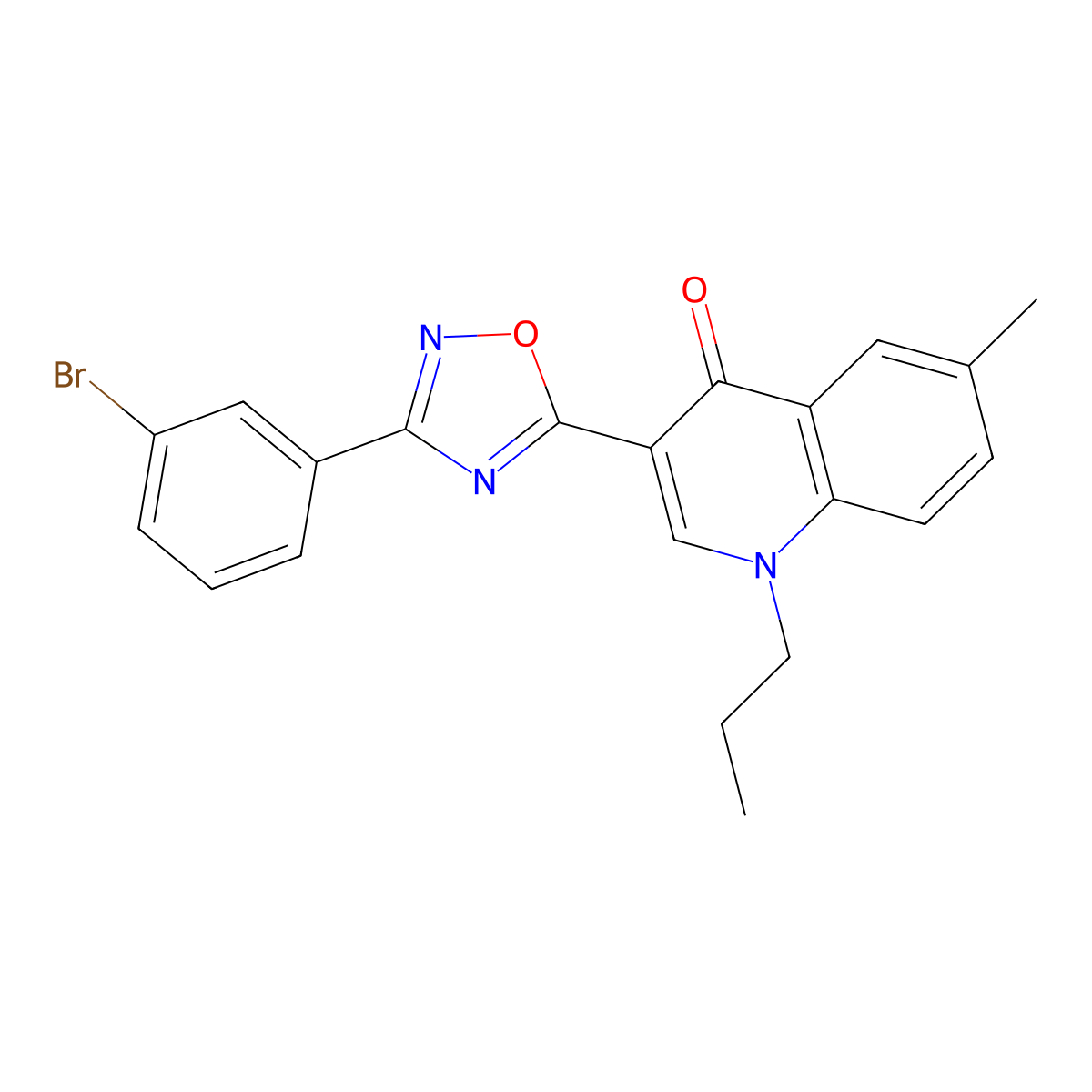 3-[3-(3-bromophenyl)-1,2,4-oxadiazol-5-yl]-6-methyl-1-propylquinolin-4(1H)-one molecular structure, CAS 1326822-12-1