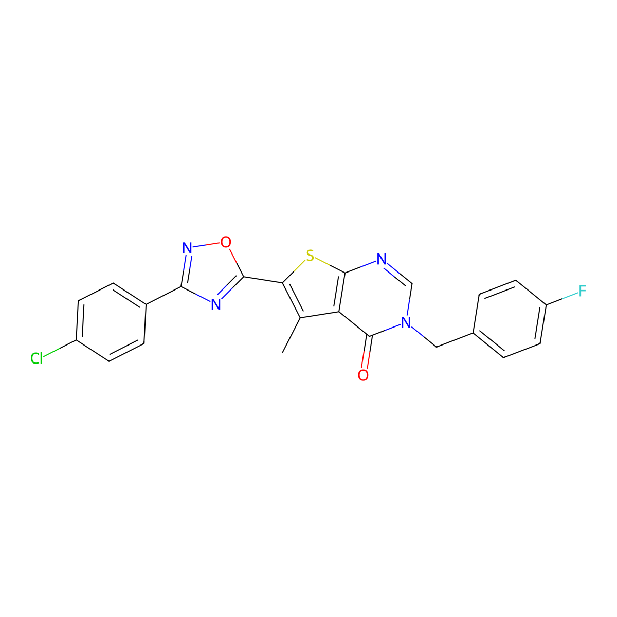 6-(3-(4-chlorophenyl)-1,2,4-oxadiazol-5-yl)-3-(4-fluorobenzyl)-5-methylthieno[2,3-d]pyrimidin-4(3H)-one molecular structure, CAS 1326822-24-5