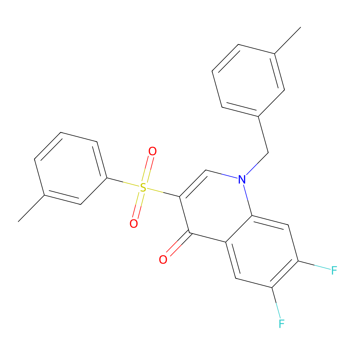 6,7-difluoro-1-(3-methylbenzyl)-3-[(3-methylphenyl)sulfonyl]quinolin-4(1H)-one molecular structure, CAS 1326823-02-2
