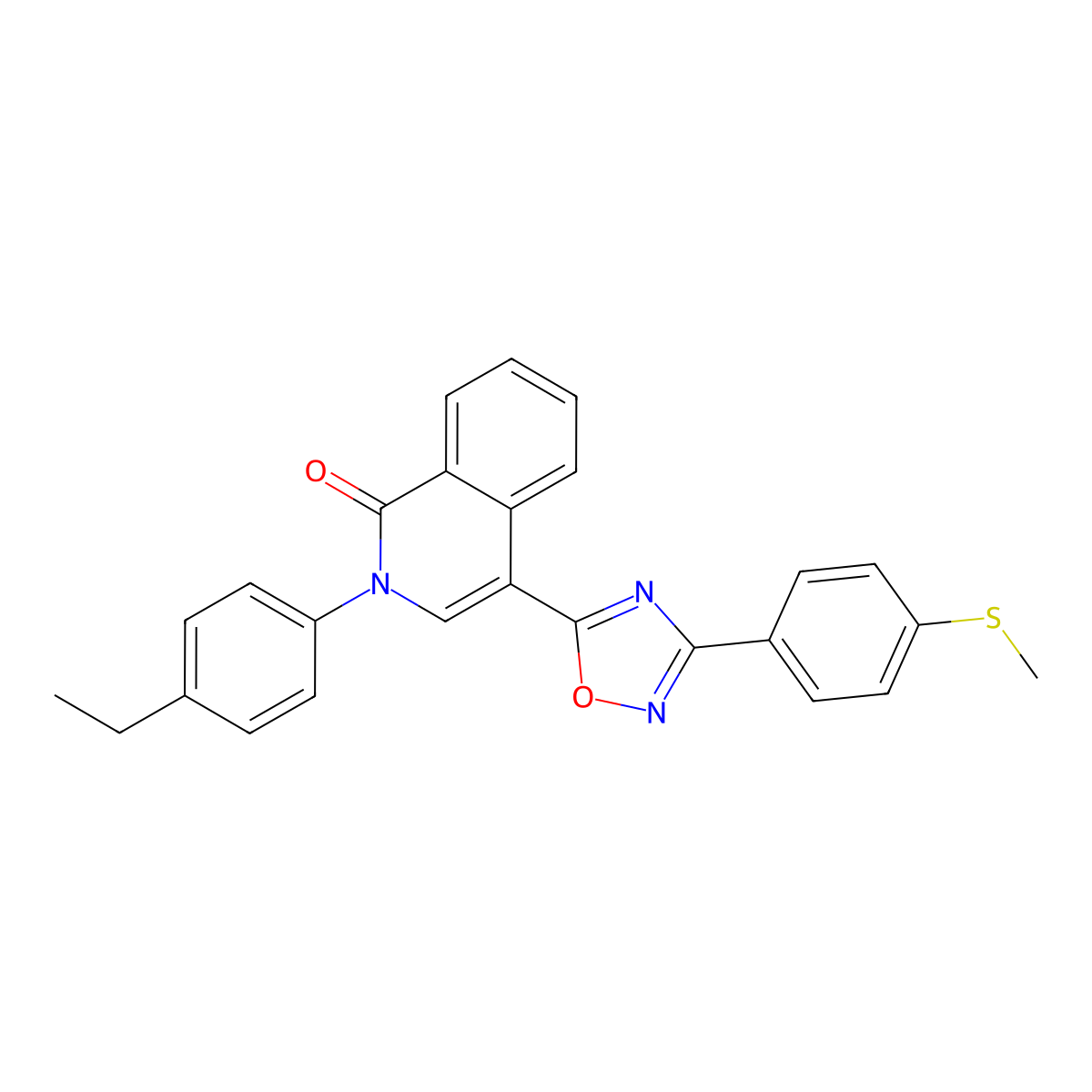 2-(4-ethylphenyl)-4-(3-(4-(methylthio)phenyl)-1,2,4-oxadiazol-5-yl)isoquinolin-1(2H)-one molecular structure, CAS 1326824-36-5