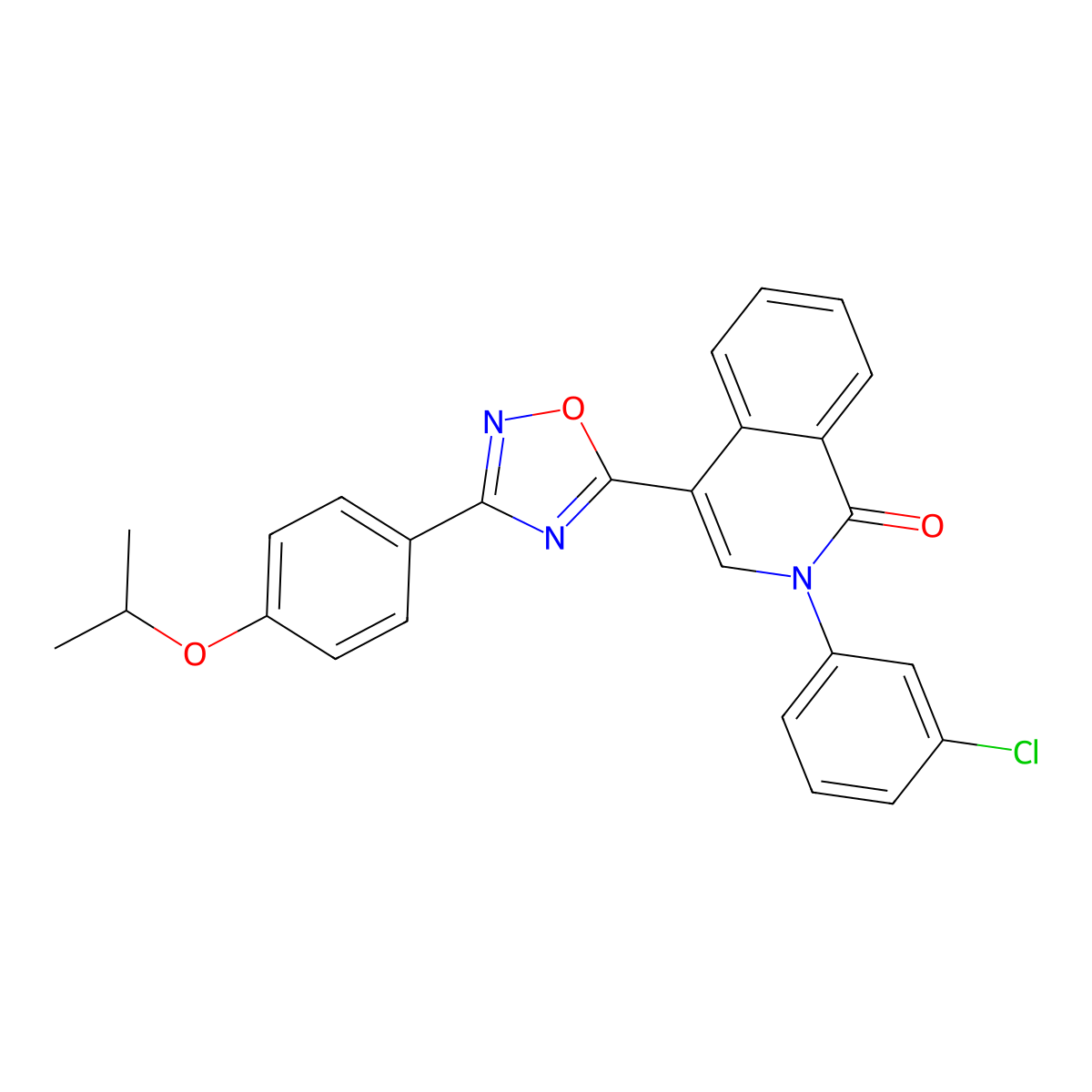 2-(3-chlorophenyl)-4-(3-(4-isopropoxyphenyl)-1,2,4-oxadiazol-5-yl)isoquinolin-1(2H)-one molecular structure, CAS 1326824-48-9