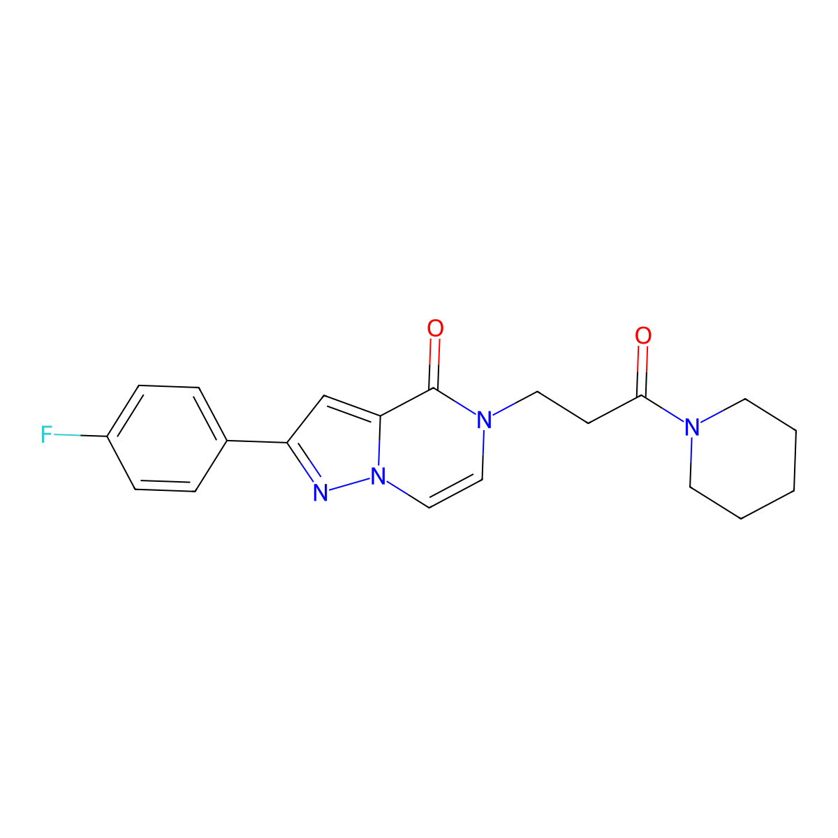2-(4-fluorophenyl)-5-[3-oxo-3-(piperidin-1-yl)propyl]pyrazolo[1,5-a]pyrazin-4(5H)-one molecular structure, CAS 1326825-05-1