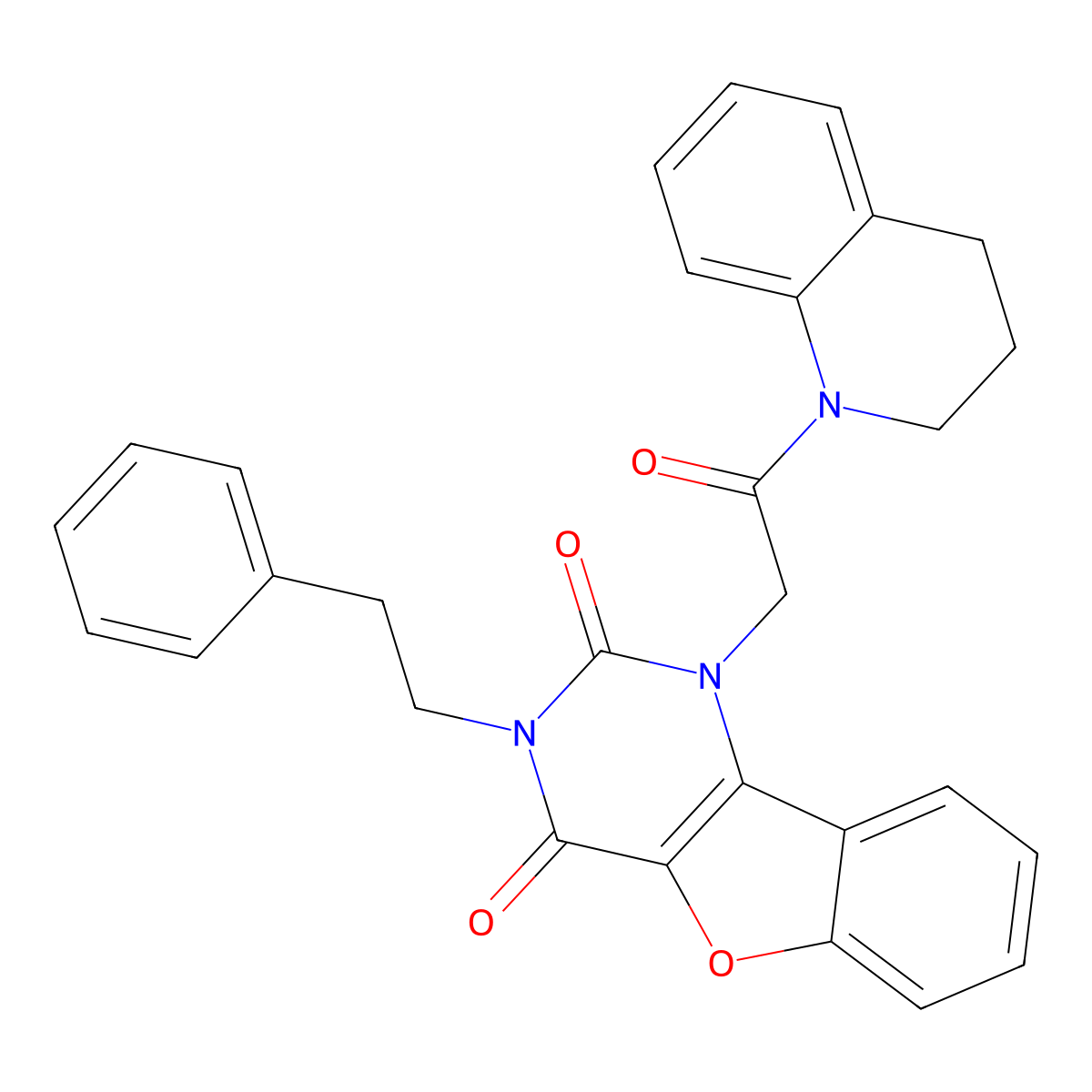 1-[2-(3,4-dihydroquinolin-1(2H)-yl)-2-oxoethyl]-3-(2-phenylethyl)[1]benzofuro[3,2-d]pyrimidine-2,4(1H,3H)-dione molecular structure, CAS 1326825-09-5