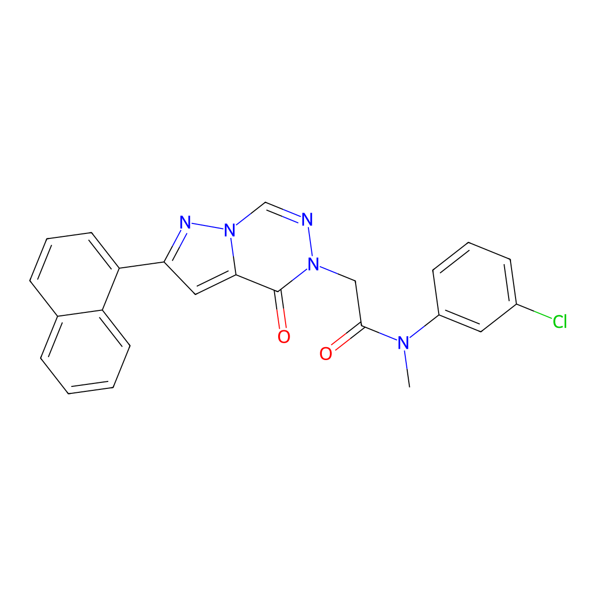 N-(3-chlorophenyl)-N-methyl-2-[2-(naphthalen-1-yl)-4-oxo-4H,5H-pyrazolo[1,5-d][1,2,4]triazin-5-yl]acetamide molecular structure, CAS 1326825-45-9