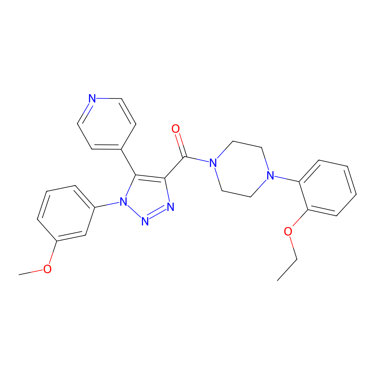 (4-(2-ethoxyphenyl)piperazin-1-yl)(1-(3-methoxyphenyl)-5-(pyridin-4-yl)-1H-1,2,3-triazol-4-yl)methanone molecular structure, CAS 1326825-49-3
