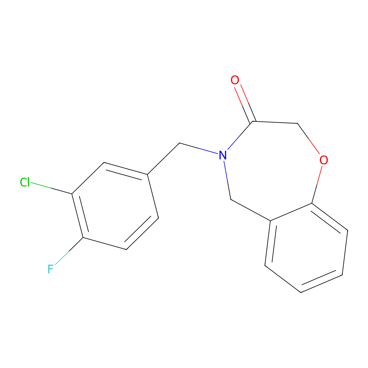 4-(3-chloro-4-fluorobenzyl)-4,5-dihydro-1,4-benzoxazepin-3(2H)-one molecular structure, CAS 1326825-75-5