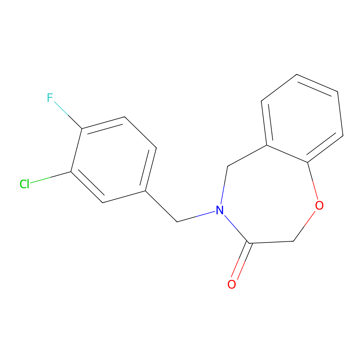 4-(3-chloro-4-fluorobenzyl)-4,5-dihydro-1,4-benzoxazepin-3(2H)-one molecular structure, CAS 1326825-75-5