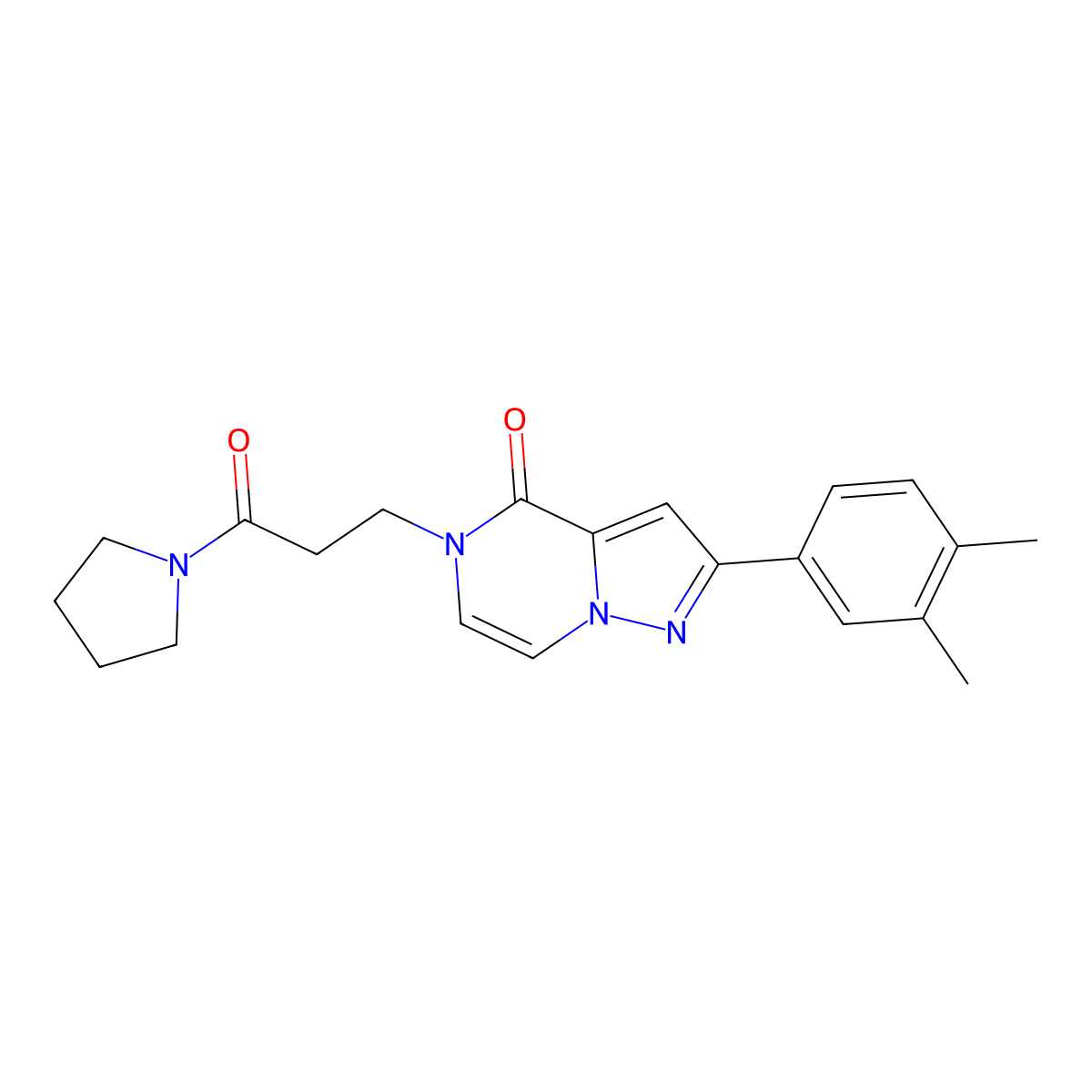 2-(3,4-dimethylphenyl)-5-[3-oxo-3-(pyrrolidin-1-yl)propyl]pyrazolo[1,5-a]pyrazin-4(5H)-one molecular structure, CAS 1326826-09-8