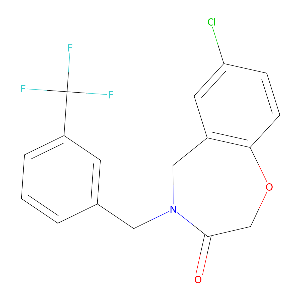7-chloro-4-[3-(trifluoromethyl)benzyl]-4,5-dihydro-1,4-benzoxazepin-3(2H)-one molecular structure, CAS 1326826-28-1