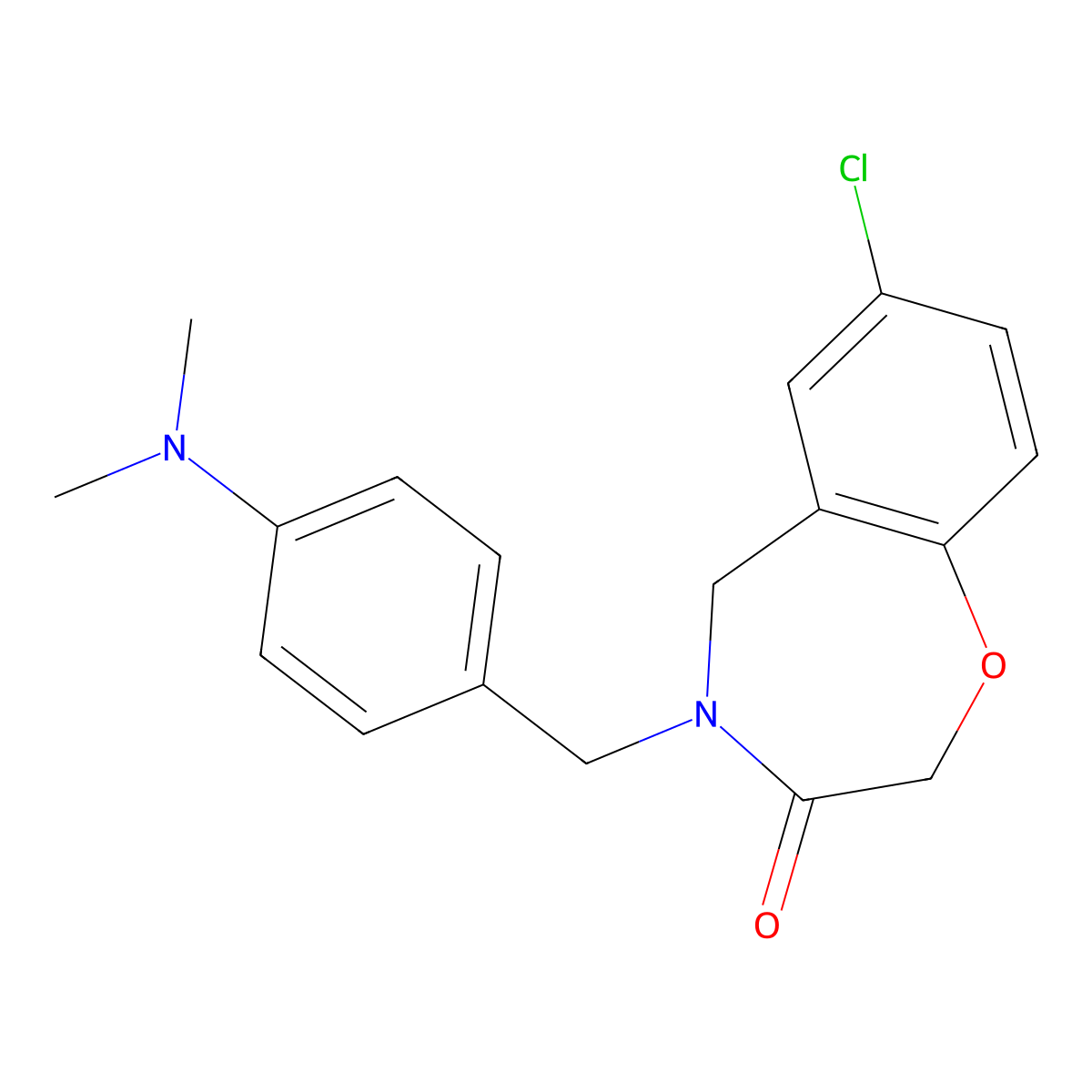 7-chloro-4-[4-(dimethylamino)benzyl]-4,5-dihydro-1,4-benzoxazepin-3(2H)-one molecular structure, CAS 1326826-36-1