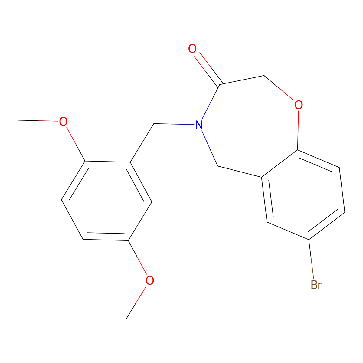 7-bromo-4-(2,5-dimethoxybenzyl)-4,5-dihydro-1,4-benzoxazepin-3(2H)-one molecular structure, CAS 1326826-42-9