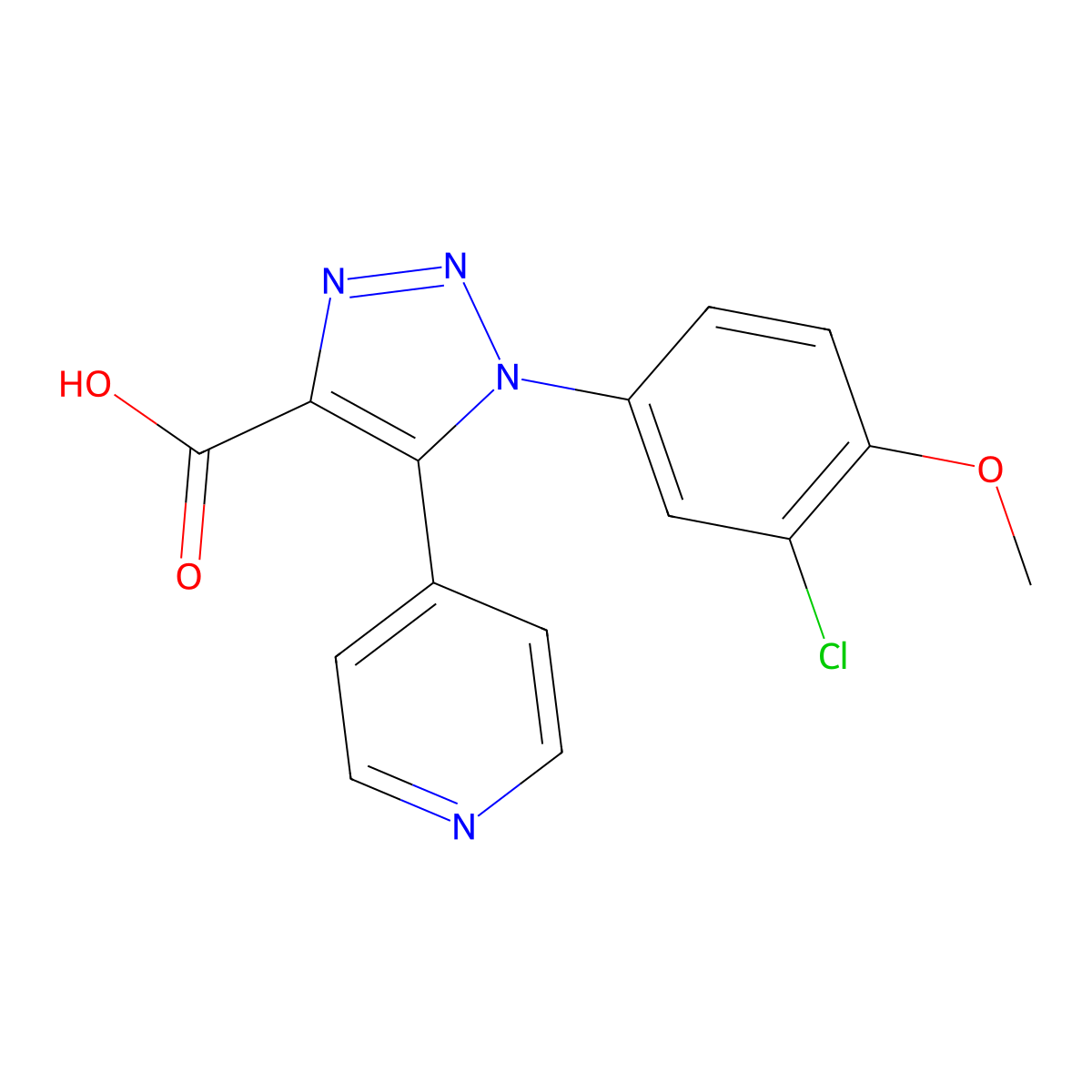1-(3-chloro-4-methoxyphenyl)-5-pyridin-4-yl-1H-1,2,3-triazole-4-carboxylic acid molecular structure, CAS 1326826-55-4