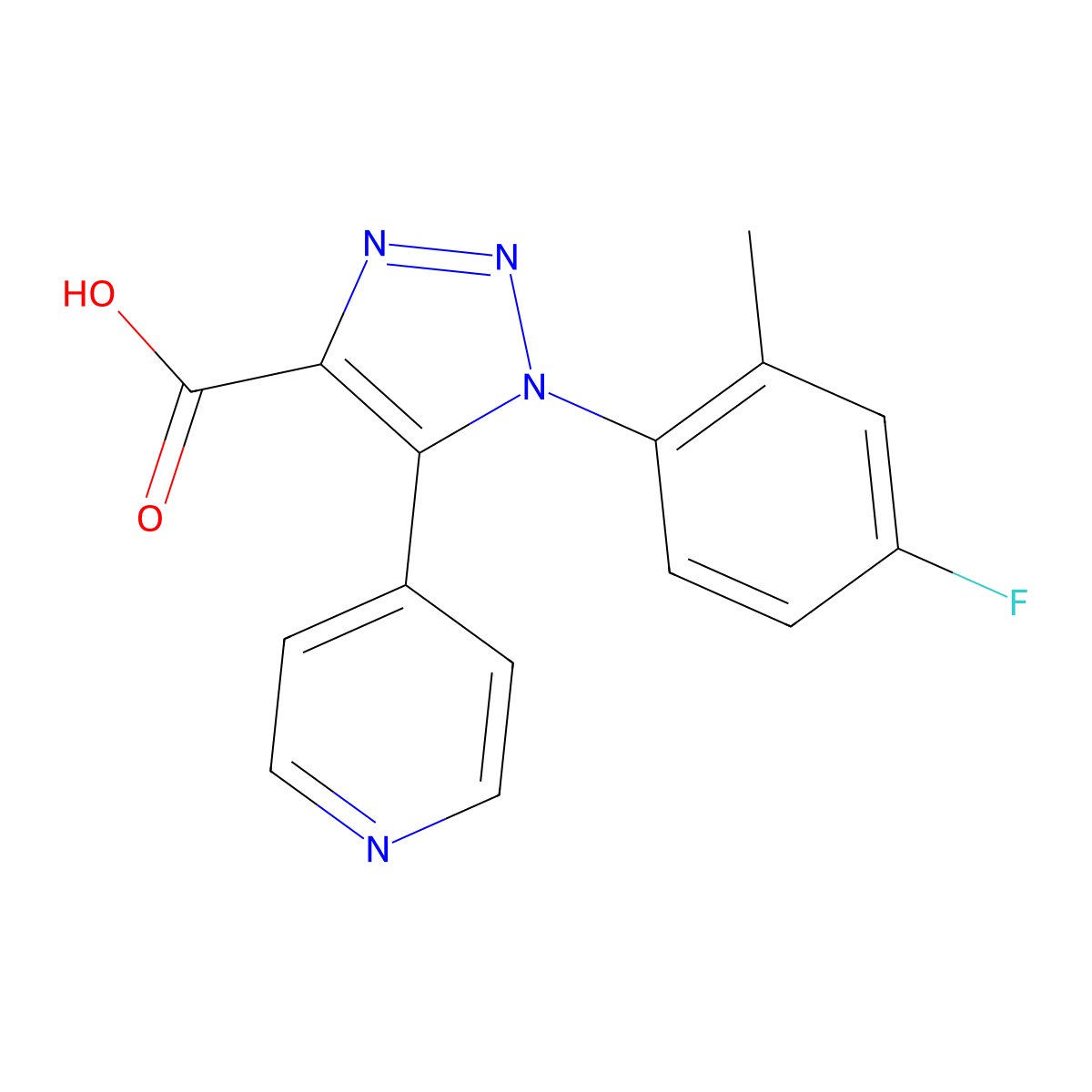 1-(4-fluoro-2-methylphenyl)-5-(pyridin-4-yl)-1H-1,2,3-triazole-4-carboxylic acid molecular structure, CAS 1326826-64-5