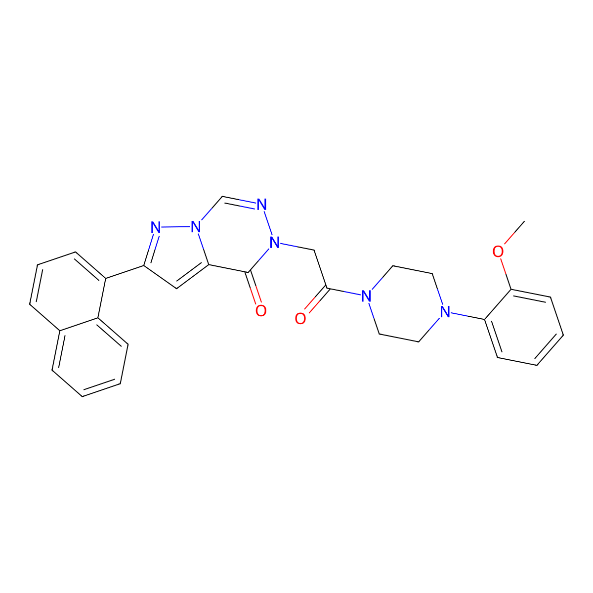 5-{2-[4-(2-methoxyphenyl)piperazin-1-yl]-2-oxoethyl}-2-(naphthalen-1-yl)-4H,5H-pyrazolo[1,5-d][1,2,4]triazin-4-one molecular structure, CAS 1326826-74-7