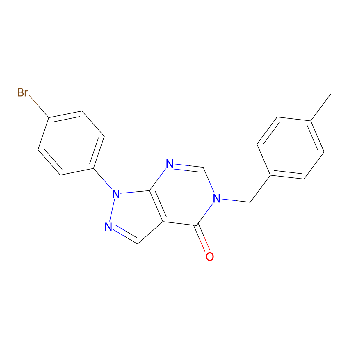 1-(4-bromophenyl)-5-(4-methylbenzyl)-1,5-dihydro-4H-pyrazolo[3,4-d]pyrimidin-4-one molecular structure, CAS 1326826-77-0