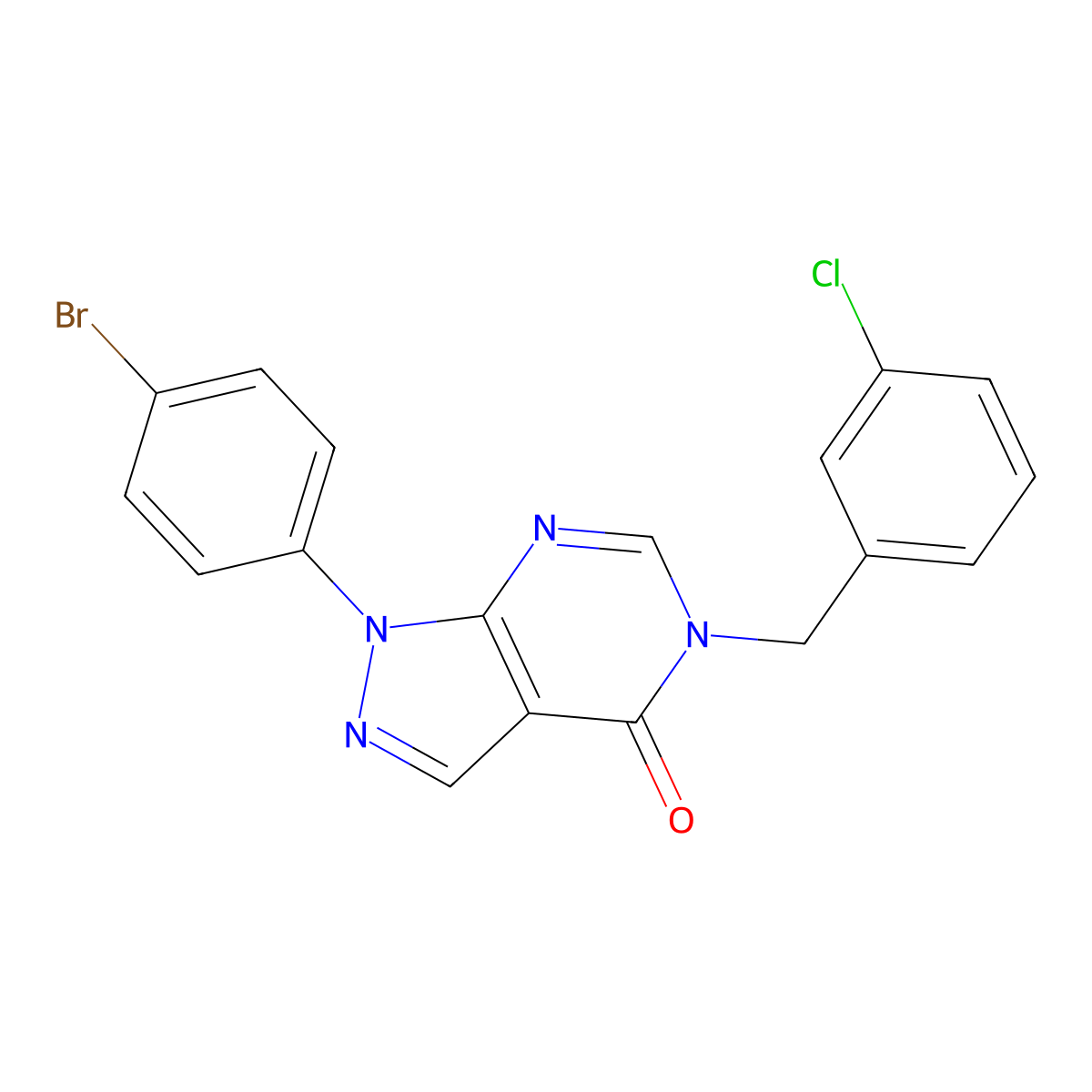 1-(4-bromophenyl)-5-(3-chlorobenzyl)-1,5-dihydro-4H-pyrazolo[3,4-d]pyrimidin-4-one molecular structure, CAS 1326826-87-2