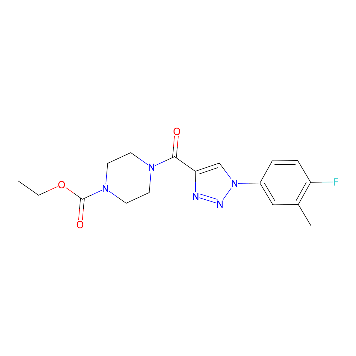 ethyl 4-{[1-(4-fluoro-3-methylphenyl)-1H-1,2,3-triazol-4-yl]carbonyl}piperazine-1-carboxylate molecular structure, CAS 1326827-49-9
