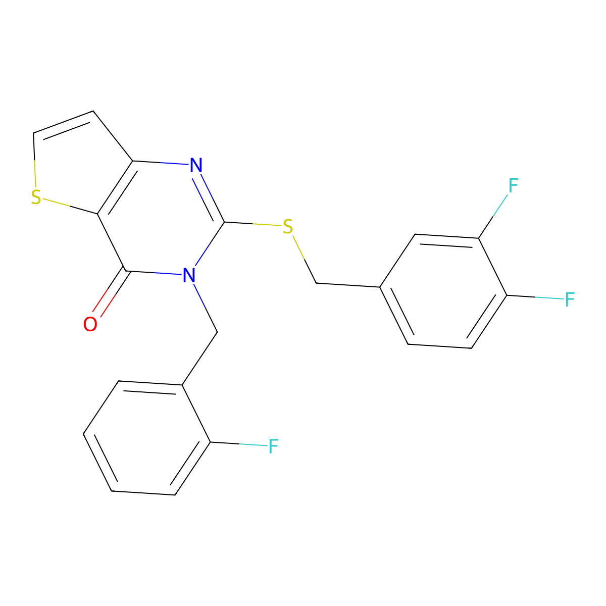 2-[(3,4-difluorobenzyl)sulfanyl]-3-(2-fluorobenzyl)thieno[3,2-d]pyrimidin-4(3H)-one molecular structure, CAS 1326827-80-8