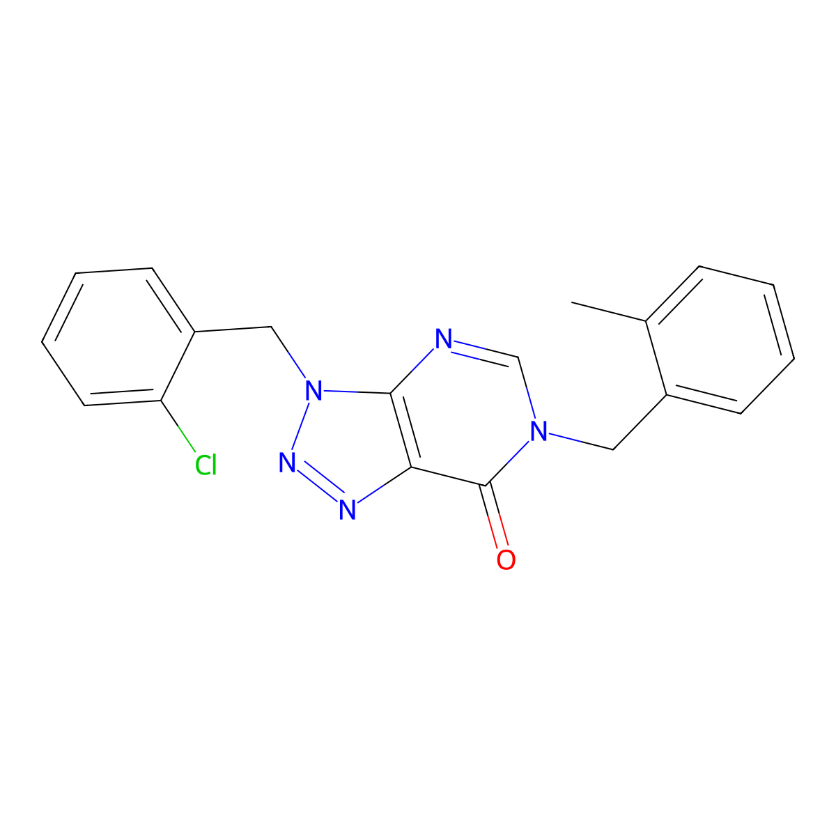 3-(2-chlorobenzyl)-6-(2-methylbenzyl)-3,6-dihydro-7H-[1,2,3]triazolo[4,5-d]pyrimidin-7-one molecular structure, CAS 1326827-93-3