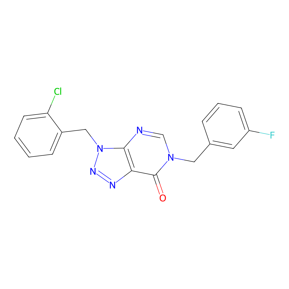 3-(2-chlorobenzyl)-6-(3-fluorobenzyl)-3,6-dihydro-7H-[1,2,3]triazolo[4,5-d]pyrimidin-7-one molecular structure, CAS 1326827-99-9