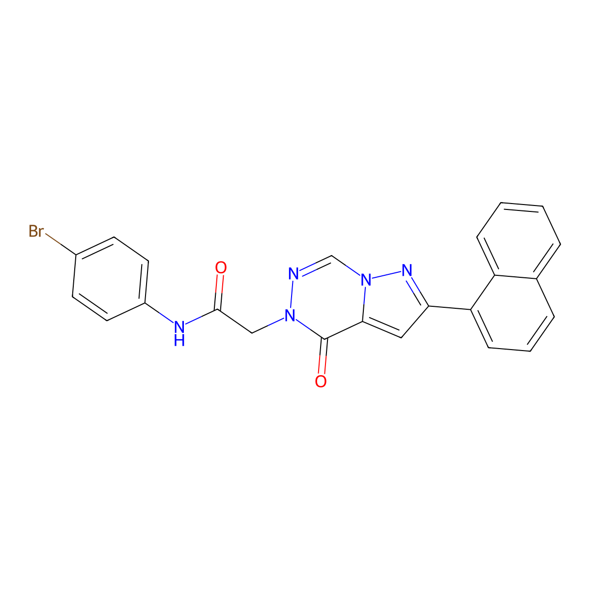 N-(4-bromophenyl)-2-(2-(naphthalen-1-yl)-4-oxopyrazolo[1,5-d][1,2,4]triazin-5(4H)-yl)acetamide molecular structure, CAS 1326829-25-7