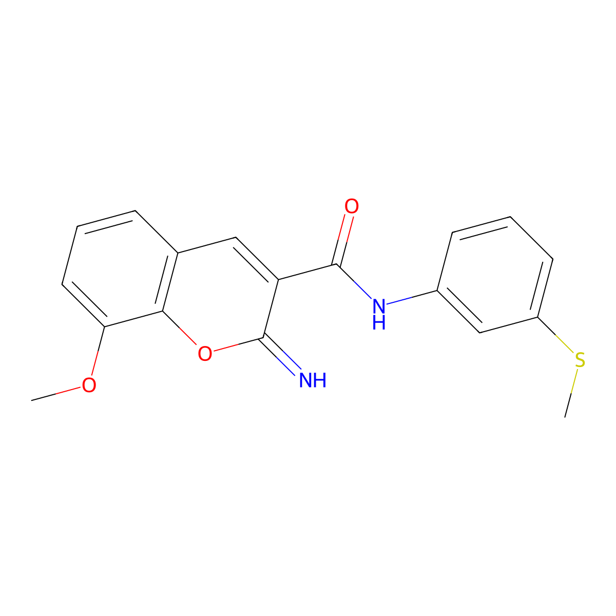 2-imino-8-methoxy-N-[3-(methylsulfanyl)phenyl]-2H-chromene-3-carboxamide molecular structure, CAS 1326829-56-4