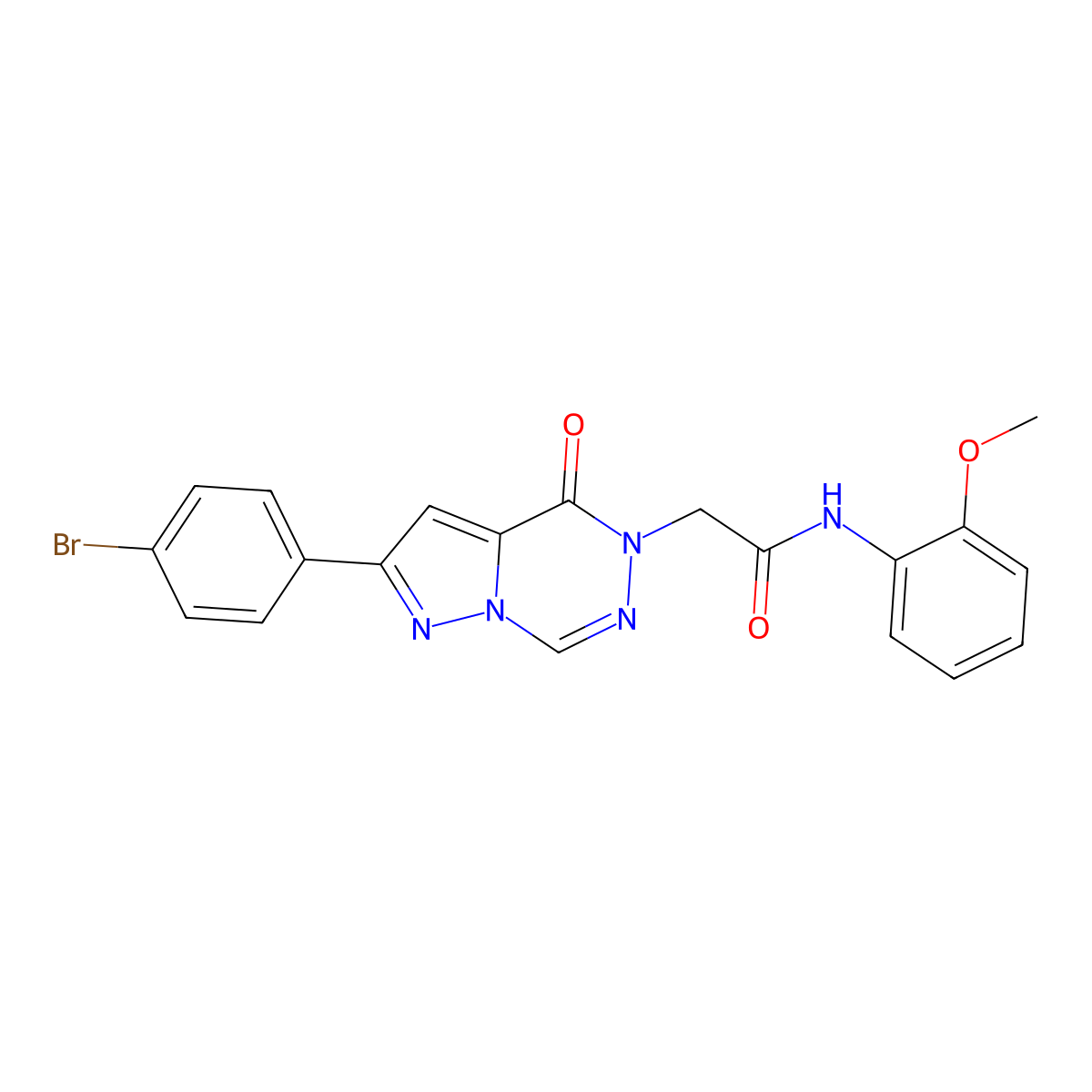 2-[2-(4-bromophenyl)-4-oxopyrazolo[1,5-d][1,2,4]triazin-5(4H)-yl]-N-(2-methoxyphenyl)acetamide molecular structure, CAS 1326830-28-7