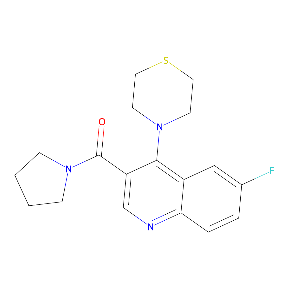 [6-Fluoro-4-(thiomorpholin-4-yl)quinolin-3-yl](pyrrolidin-1-yl)methanone molecular structure, CAS 1326830-47-0
