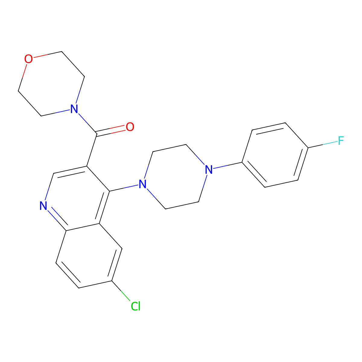 {6-Chloro-4-[4-(4-fluorophenyl)piperazin-1-yl]quinolin-3-yl}(morpholin-4-yl)methanone molecular structure, CAS 1326830-76-5