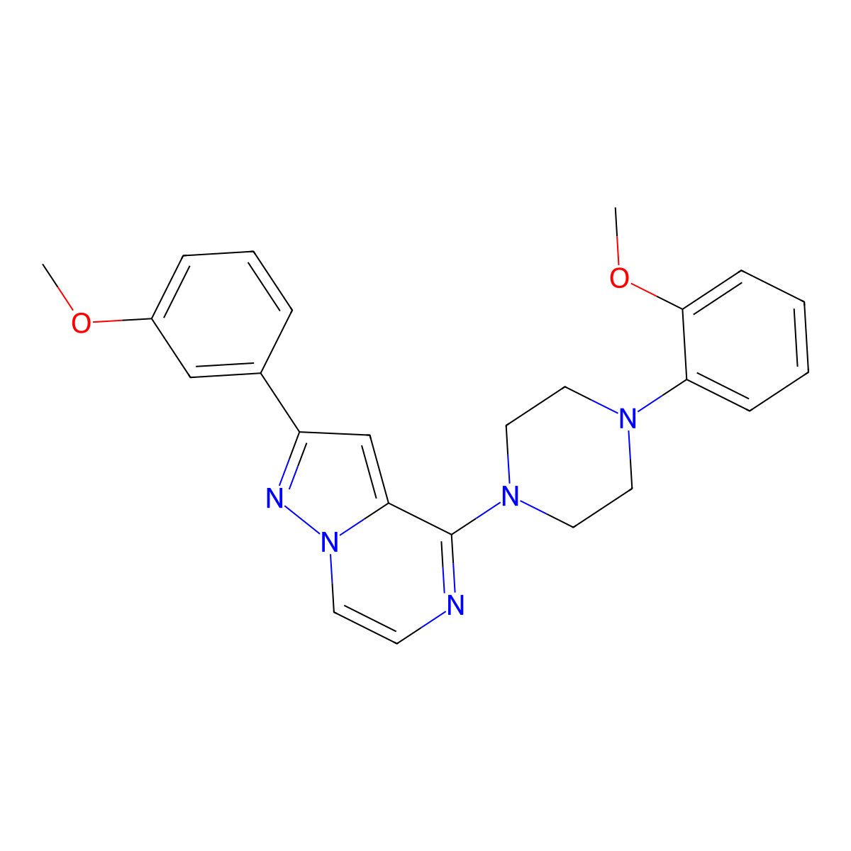 2-(3-Methoxyphenyl)-4-(4-(2-methoxyphenyl)piperazin-1-yl)pyrazolo[1,5-a]pyrazine molecular structure, CAS 1326830-80-1