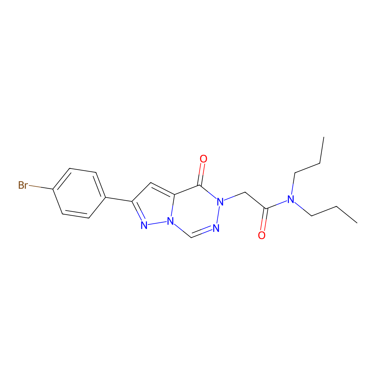 2-(2-(4-bromophenyl)-4-oxopyrazolo[1,5-d][1,2,4]triazin-5(4H)-yl)-N,N-dipropylacetamide molecular structure, CAS 1326830-85-6