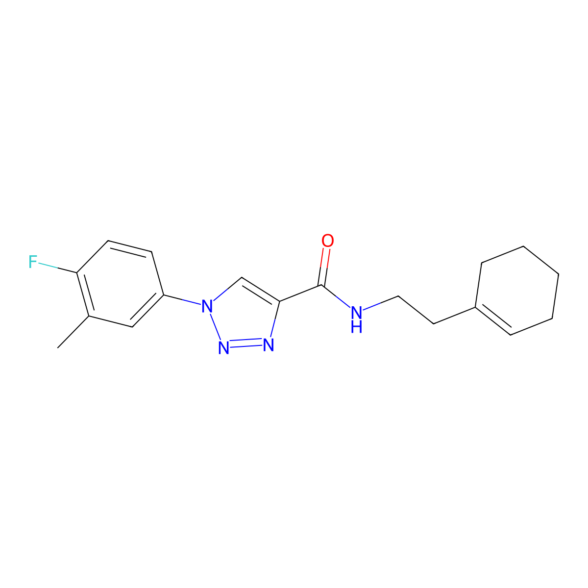 N-(2-(cyclohex-1-en-1-yl)ethyl)-1-(4-fluoro-3-methylphenyl)-1H-1,2,3-triazole-4-carboxamide molecular structure, CAS 1326830-87-8