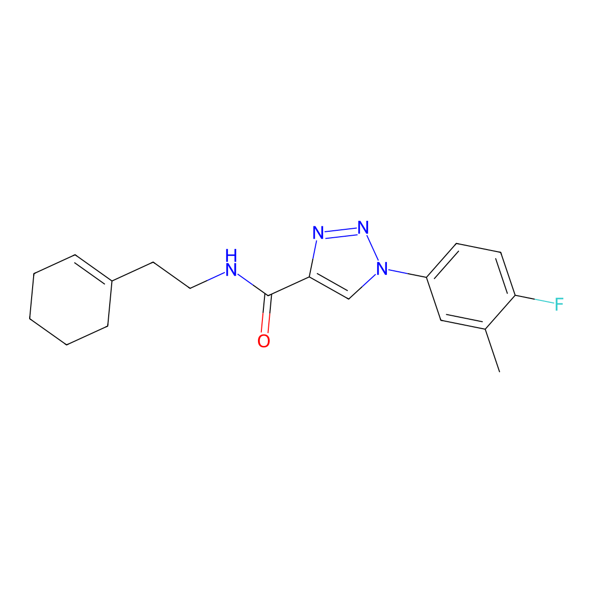 N-(2-(cyclohex-1-en-1-yl)ethyl)-1-(4-fluoro-3-methylphenyl)-1H-1,2,3-triazole-4-carboxamide molecular structure, CAS 1326830-87-8