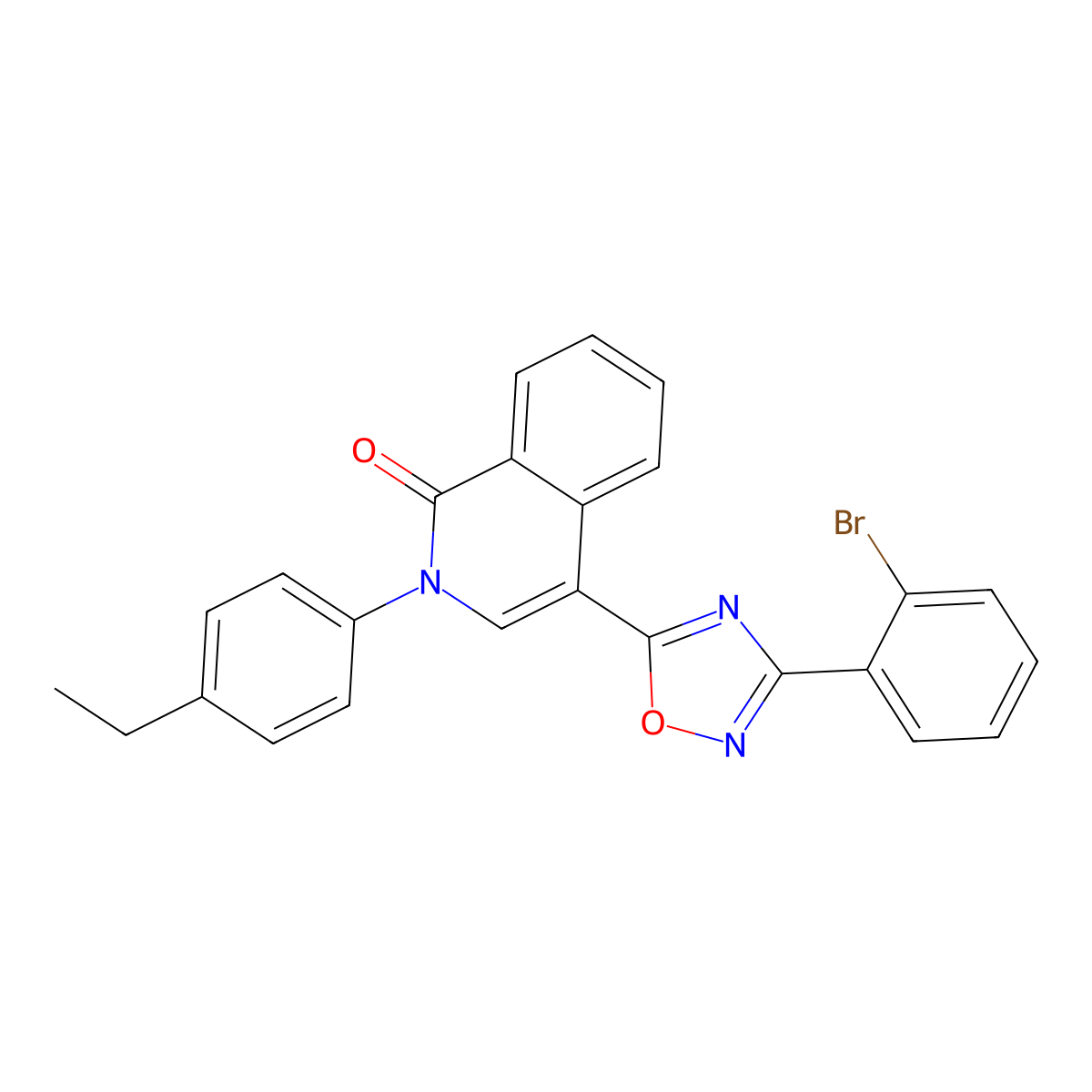 4-[3-(2-bromophenyl)-1,2,4-oxadiazol-5-yl]-2-(4-ethylphenyl)isoquinolin-1(2H)-one molecular structure, CAS 1326830-96-9