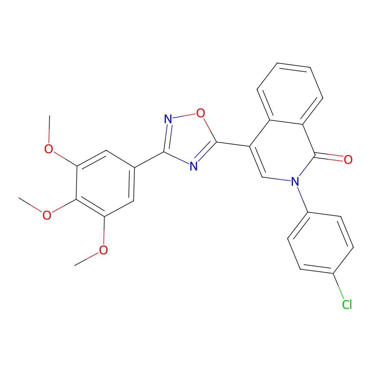 2-(4-chlorophenyl)-4-[3-(3,4,5-trimethoxyphenyl)-1,2,4-oxadiazol-5-yl]isoquinolin-1(2H)-one molecular structure, CAS 1326830-98-1