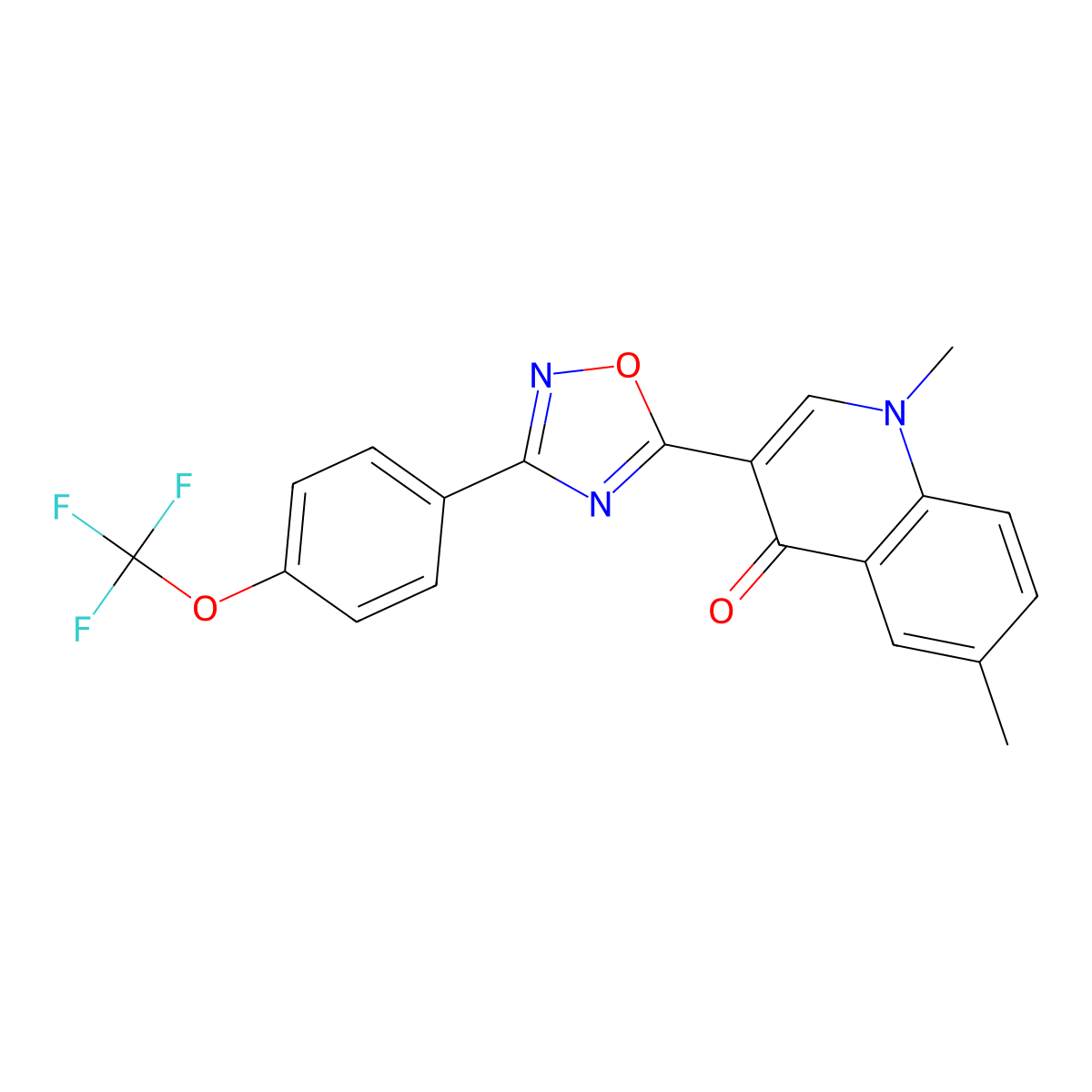 1,6-dimethyl-3-{3-[4-(trifluoromethoxy)phenyl]-1,2,4-oxadiazol-5-yl}quinolin-4(1H)-one molecular structure, CAS 1326831-20-2