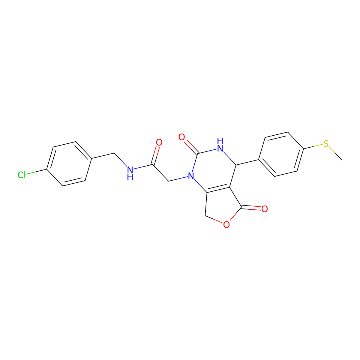 N-(4-chlorobenzyl)-2-{4-[4-(methylsulfanyl)phenyl]-2,5-dioxo-3,4,5,7-tetrahydrofuro[3,4-d]pyrimidin-1(2H)-yl}acetamide molecular structure, CAS 1326831-48-4